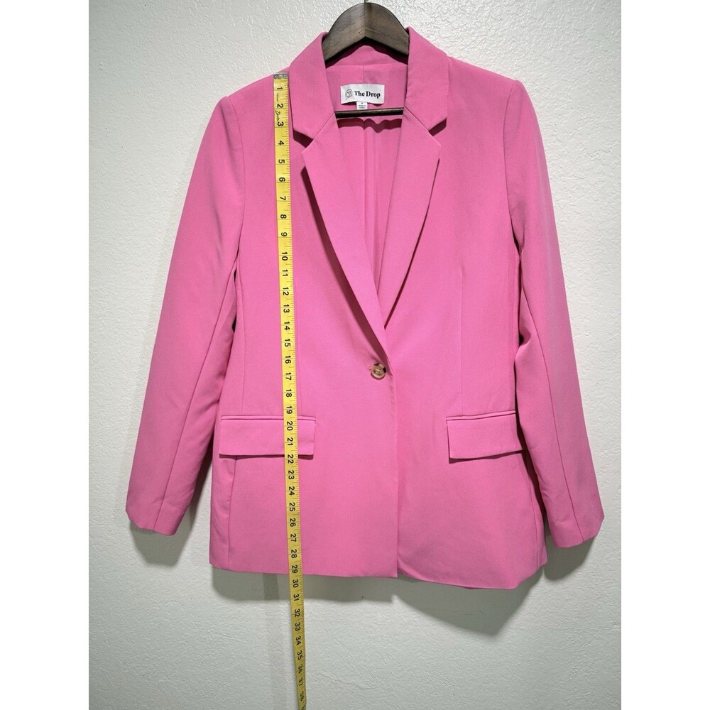 The Drop Women's Pink Lined Long Blazer M Button Closure Pockets Long Sleeve - Picture 4 of 12